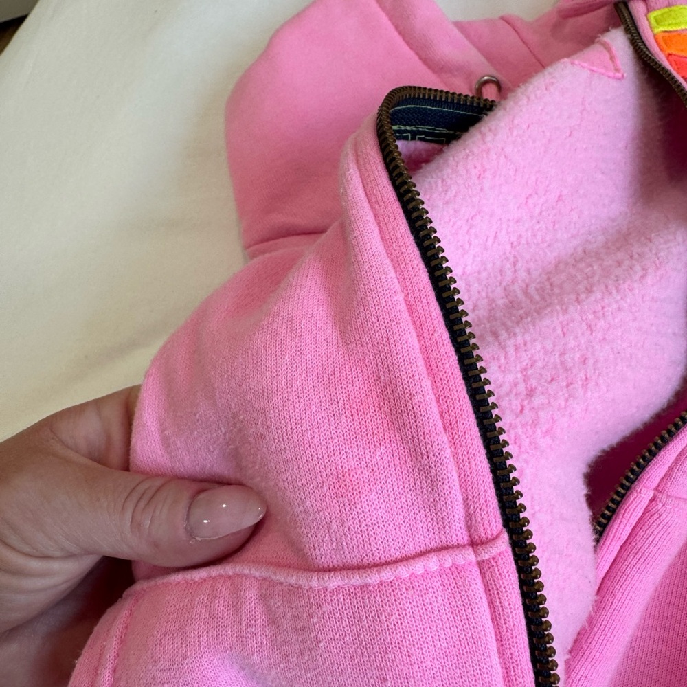 Aviator Nation Five Stripe Neon Pink Hoodie Size Small S - Picture 4 of 4